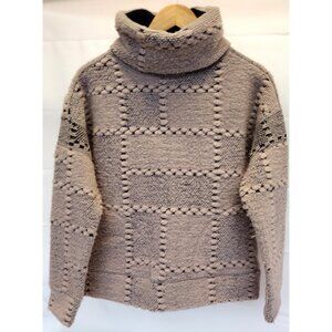 prAna Crestland Pullover Turtleneck Wool Blend Neutral Pink Pockets Long Sleeve